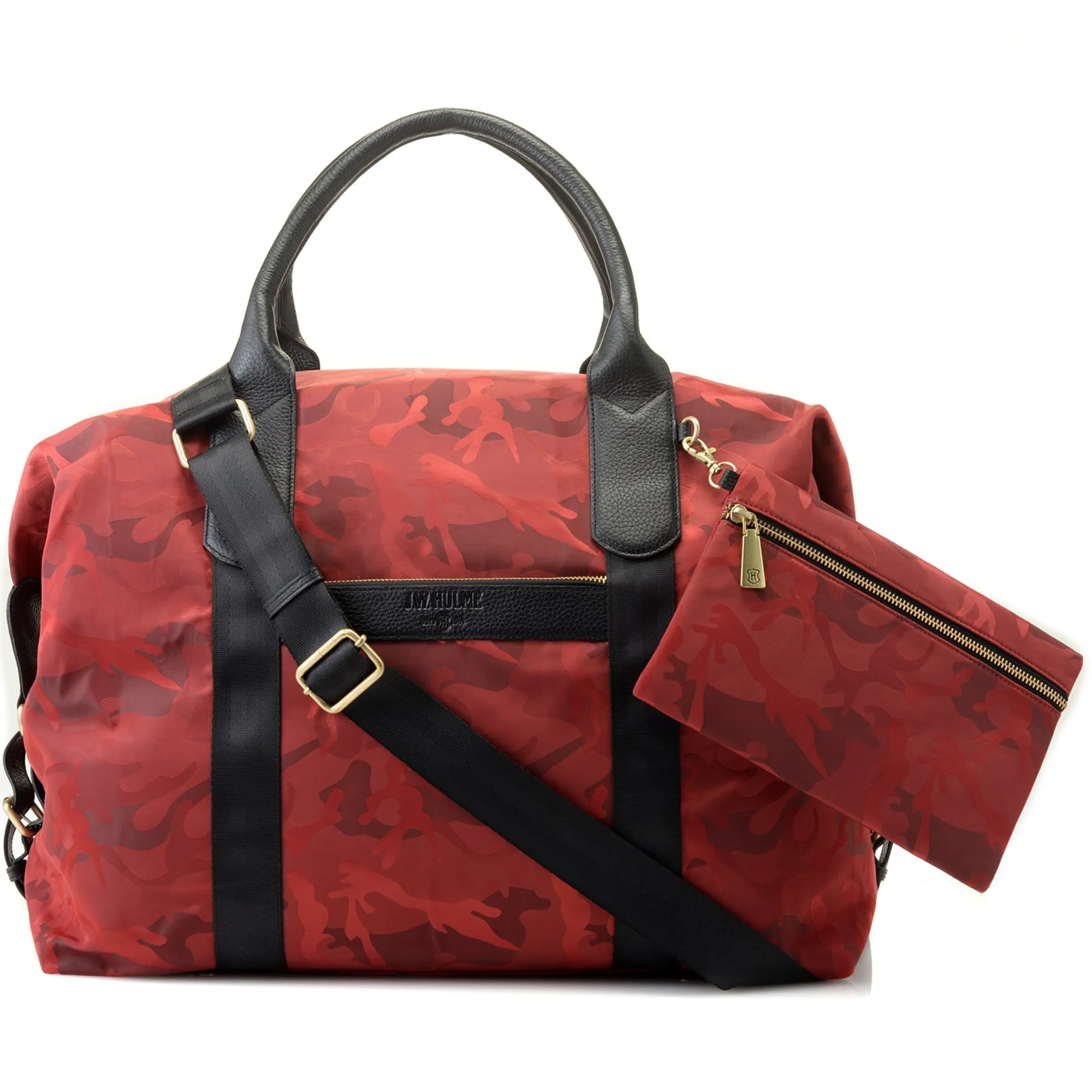 J. W. Hulme Co Chelsea Leather Trimmed Nylon Duffel Bag & Removable Pouch> Duffels