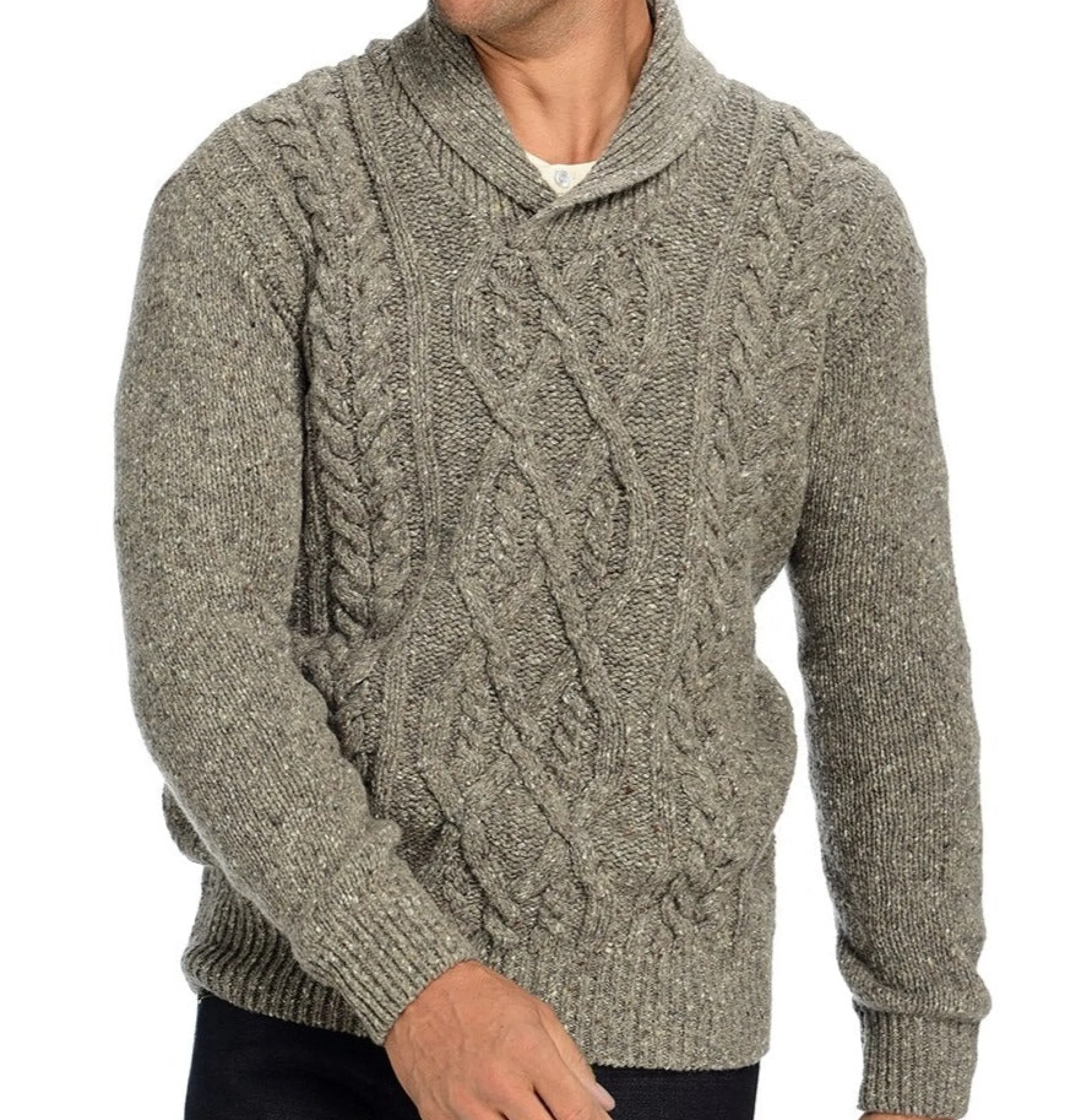 J. W. Hulme Co Irelandseye Knitted Clonard Shawl Collar Cable Pullover>Men Outerwear