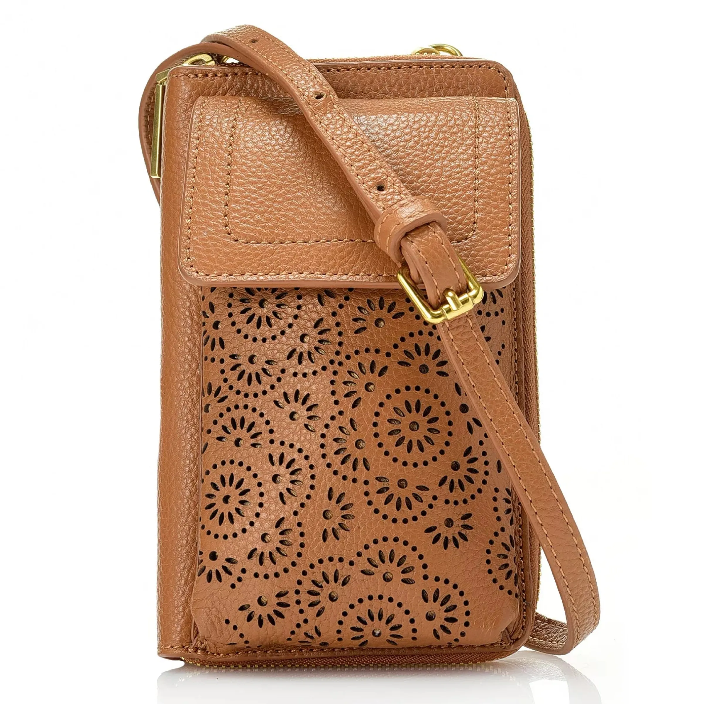J. W. Hulme Co Leah Perforated Leather Phone Case Crossbody> Crossbody