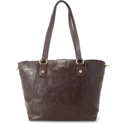 J. W. Hulme Co Reese Tooled Leather Lock Closure Tote Bag><noscript><img width=