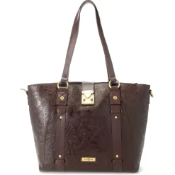 J. W. Hulme Co Reese Tooled Leather Lock Closure Tote Bag><noscript><img width=