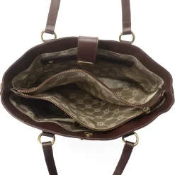 J. W. Hulme Co Reese Tooled Leather Lock Closure Tote Bag><noscript><img width=